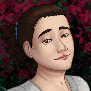 Illustrated portrait in a semi-realistic style of Florisam.